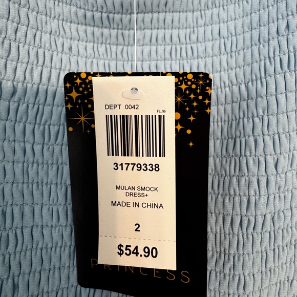 BNWT-Disney Mulan (& Little Brother) Light Blue Embroidered Mini Dress - Picture 12 of 12